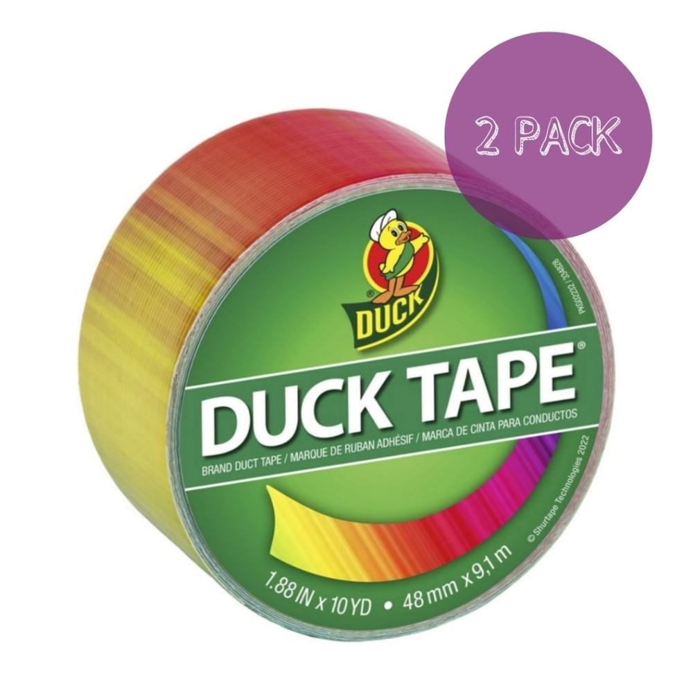 NEW Duck Tape Ombre Rainbow Gradient 10 Yards 2 Pack Craft Fashion DYI Colorful